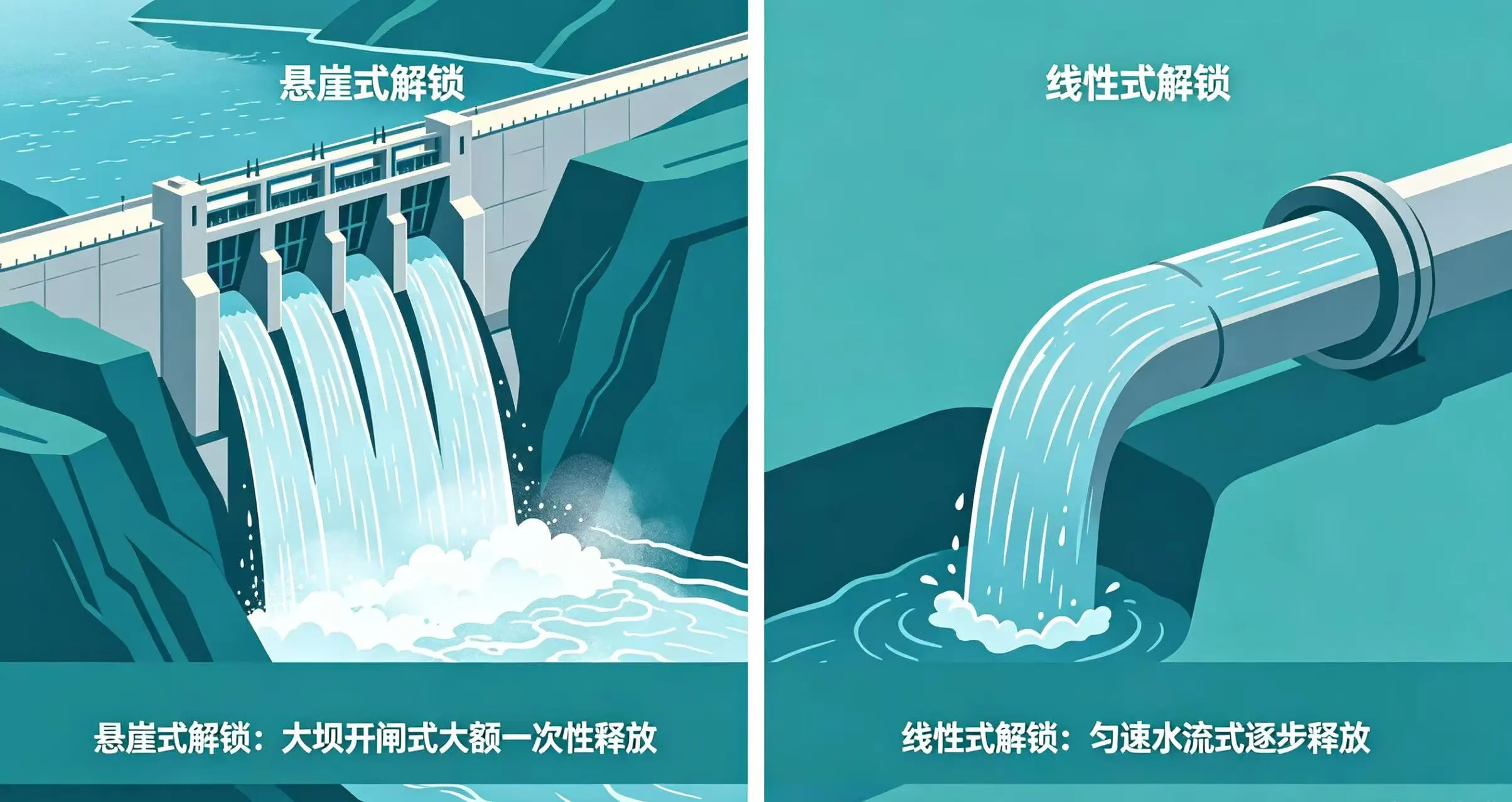 悬崖式解锁与线性式解锁差异示意图 悬崖式解锁与线性式解锁差异示意图