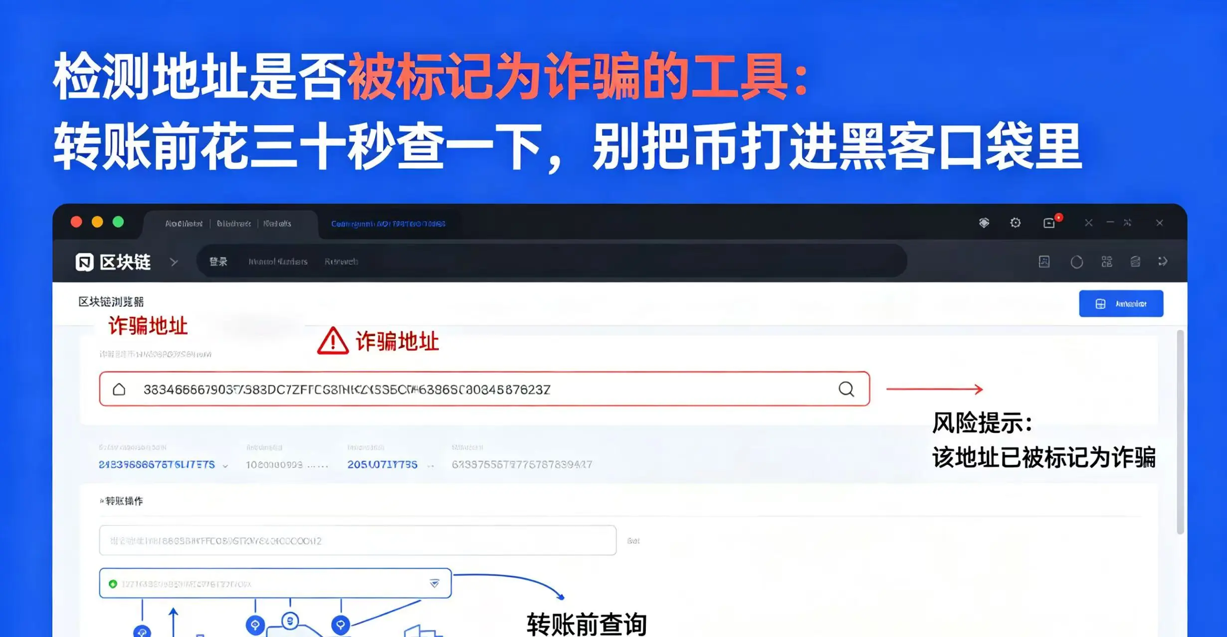 检测地址是否被标记为诈骗的工具：转账前花三十秒查一下，别把币打进黑客口袋里