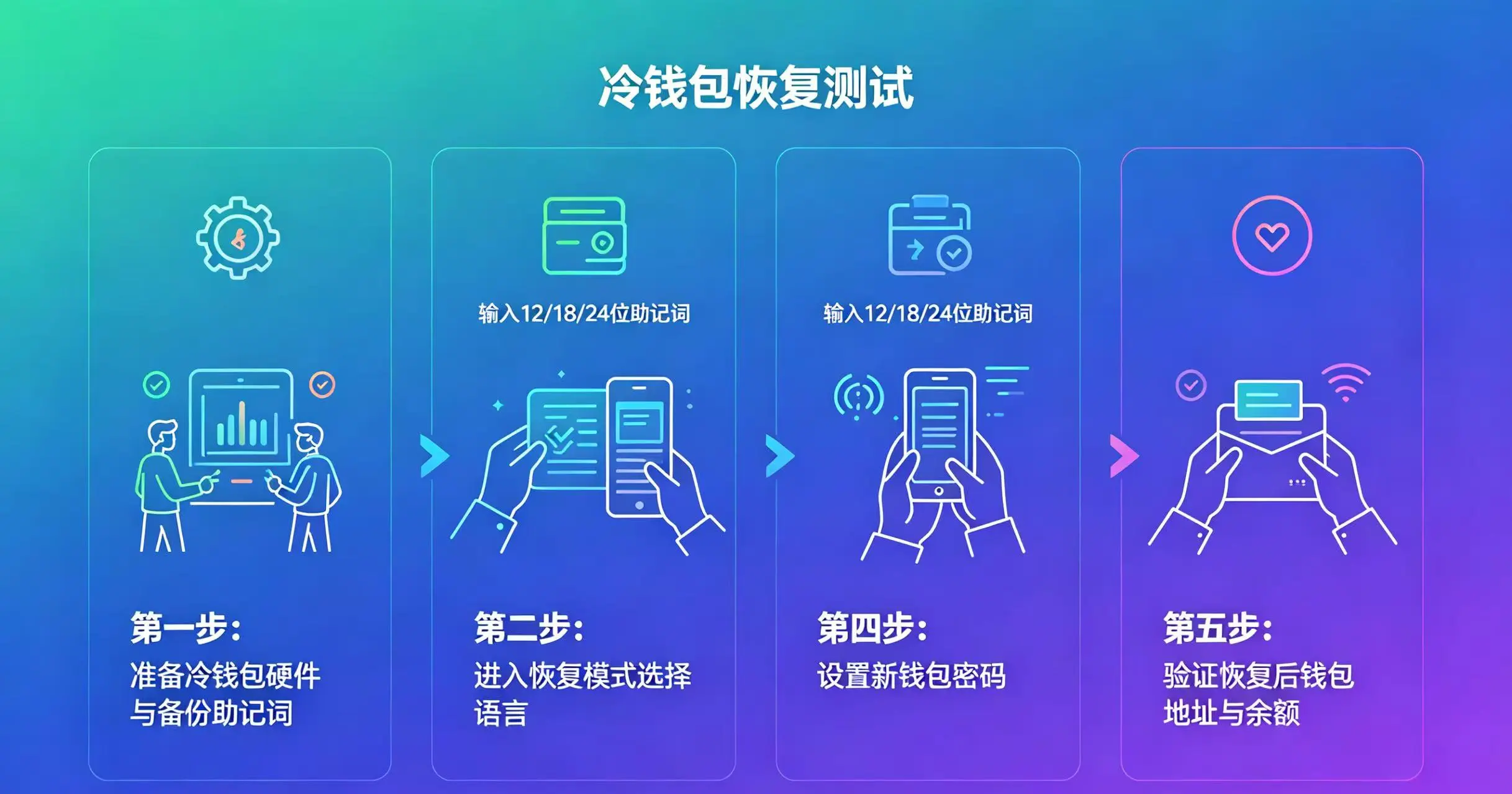 冷钱包恢复测试完整流程示意图 冷钱包恢复测试完整流程示意图
