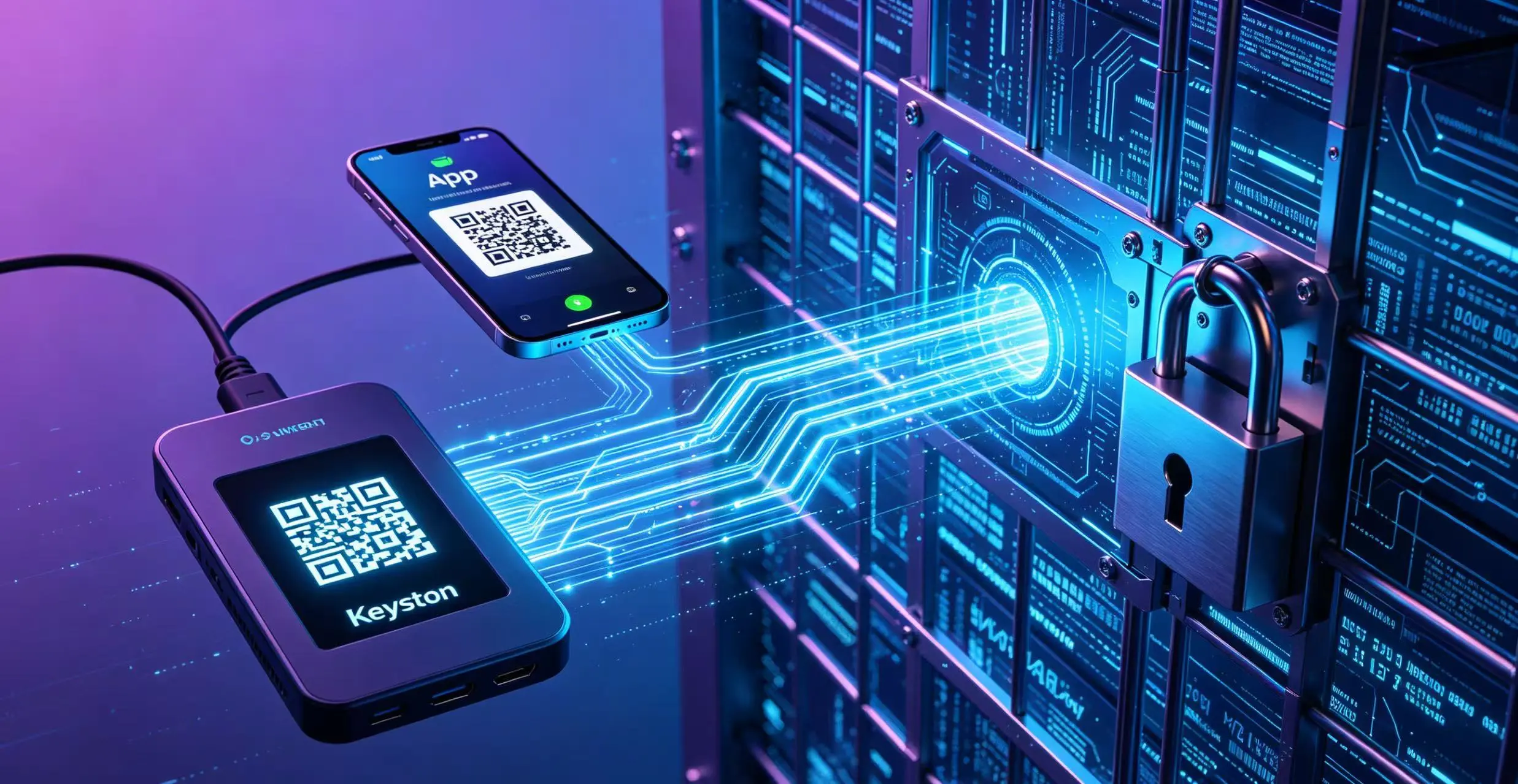 冷钱包通过二维码与手机 App 进行安全交易签名的示意图。 冷钱包通过二维码与手机 App 进行安全交易签名的示意图。