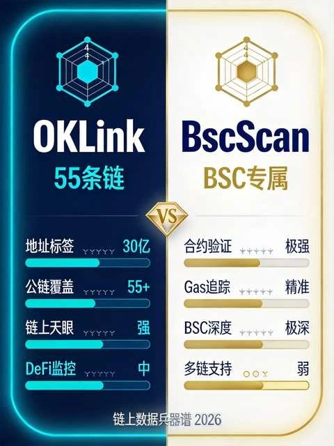 OKLink vs BscScan深度拆解：2026年两大交易所的链上数据兵器谱，选对工具少亏一半