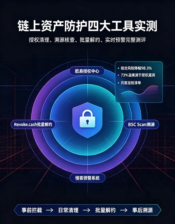 链上资产防护工具测评：欧亿授权中心、BSC Scan溯源、Revoke.cash批量解约、慢雾预警系统实操指南
